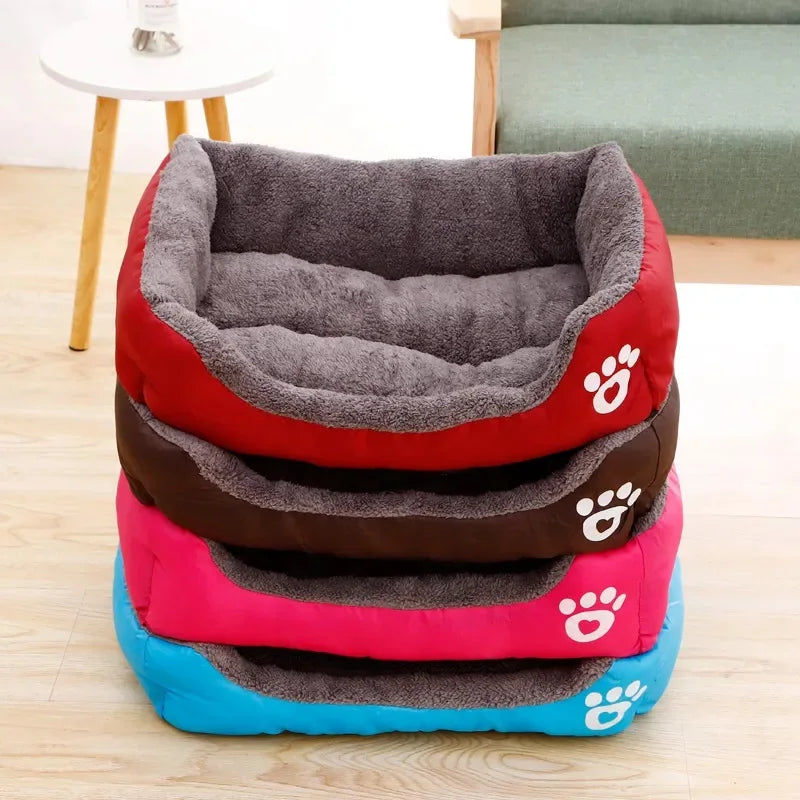 Pet Bed for Dogs & Cats – Warm Cotton Square Nest, Multiple Sizes