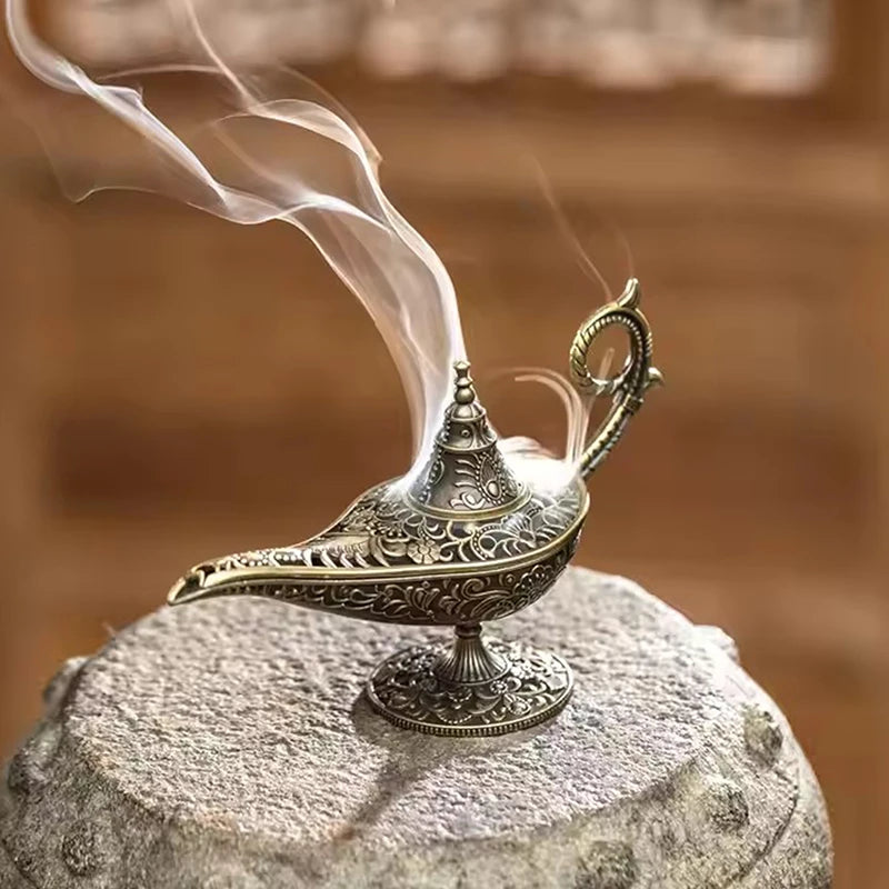 Antique Style Lamp Metal Incense Burner – Scented & Unscented Candle Holder for Home Decor, Office, Yoga, and Meditation Rooms