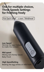 USB Rechargeable Electric Milk Frother & Egg Whisk – 3 Speeds