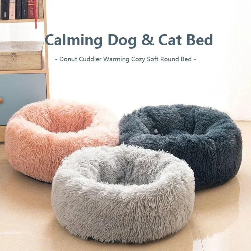40-70cm Plush Pet Bed for Dogs & Cats – Super Soft, Warm, Washable & Detachable Winter Bed