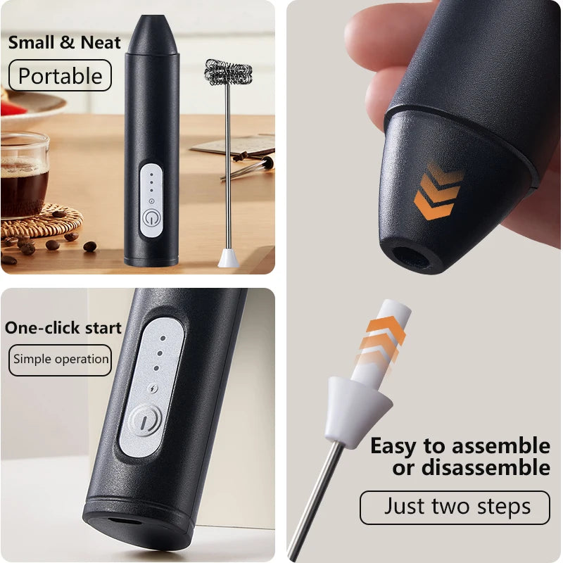 USB Rechargeable Electric Milk Frother & Egg Whisk – 3 Speeds