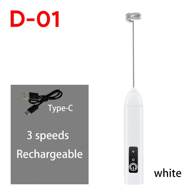 USB Rechargeable Electric Milk Frother & Egg Whisk – 3 Speeds