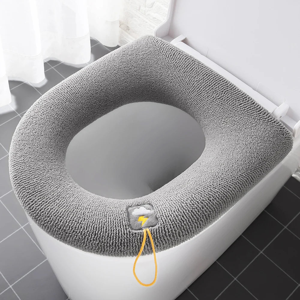 Universal Toilet Seat Cover – Soft Warm Pumpkin Pattern Bathroom Cushion