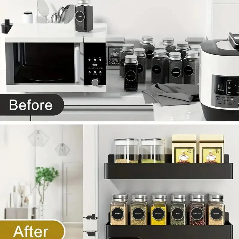 Magnetic Refrigerator Storage Rack | Punch-Free Kitchen Spice & Bathroom Organizer (2/4PCS)