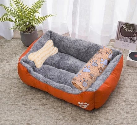 Pet Bed for Dogs & Cats – Warm Cotton Square Nest, Multiple Sizes