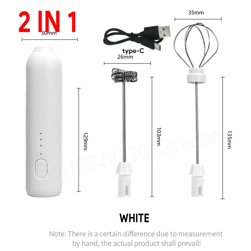 USB Rechargeable Electric Milk Frother & Egg Whisk – 3 Speeds