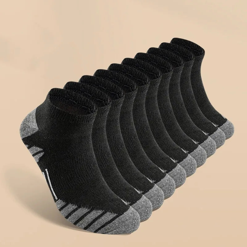10 Pairs Socks, Cool Men Black White Four Seasons Cotton Sock Set Male Solid Color Breathable Sports Running Big Size Socks For Men