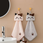 Cute Cat Kitchen Hand Towel – Absorbent Coral Velvet Dishcloth Rag for Cleaning
