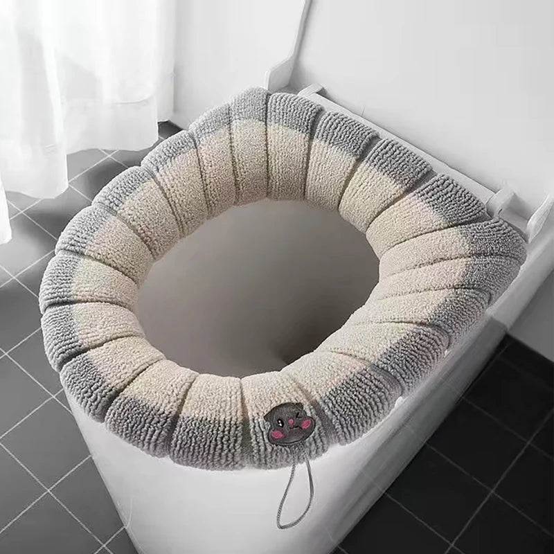 Universal Toilet Seat Cover – Soft Warm Pumpkin Pattern Bathroom Cushion