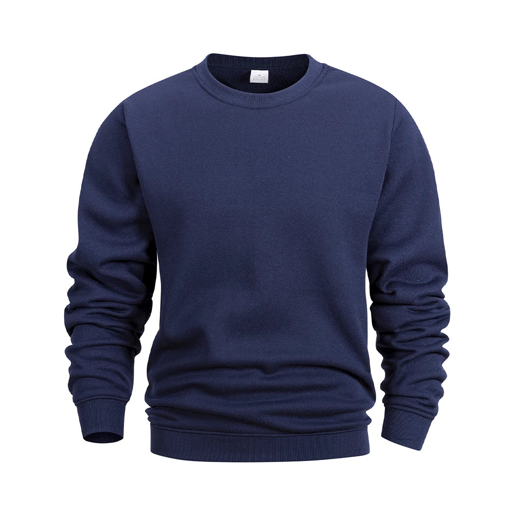 Men’s Crew Neck Hoodie – Casual Solid Color Pullover Sweatshirt