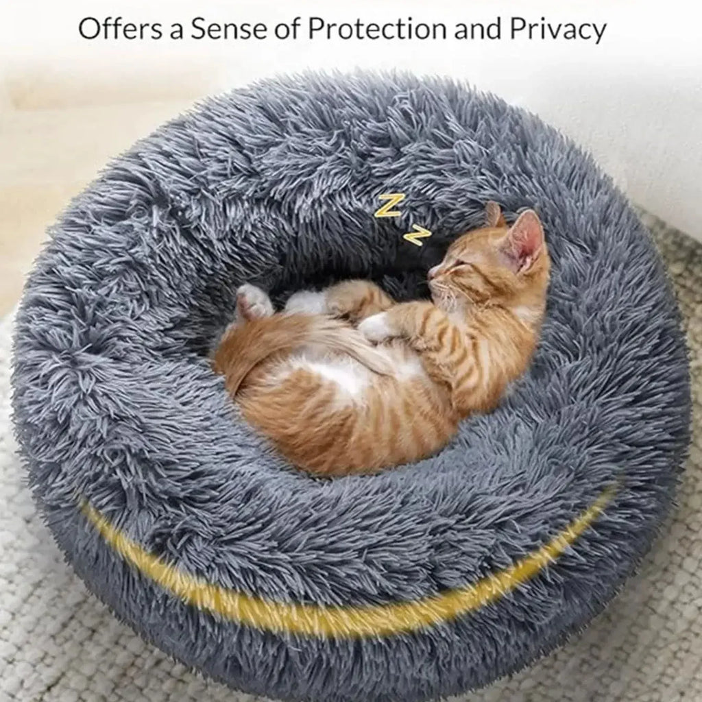 Super Soft Plush Pet Bed – Round Dog & Cat Bed (40–90cm, Warm & Calming)