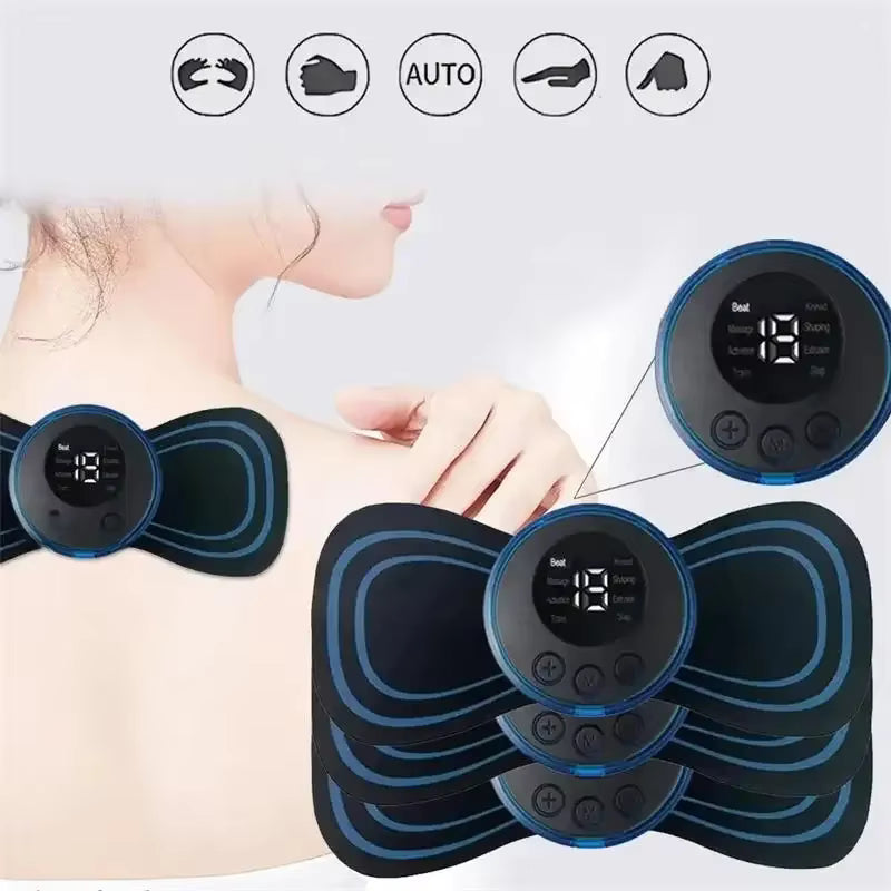 EMS Mini Electric Muscle Massager – Neck & Body Pain Relief, 8 Modes