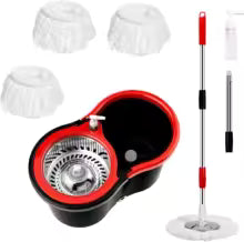 360° Spin Mop with Bucket – 3-Piece Microfiber Cleaning Set with Wringer
